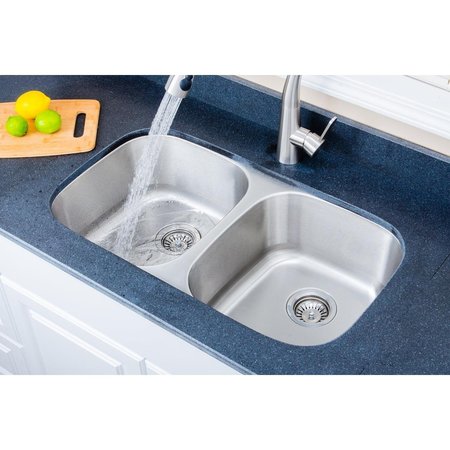 WELLS SINKWARE 33 in 18 Gauge Undermount 5050 Double Bowl Stainless Steel Kitchen Sink CMU331888B